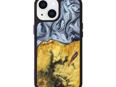 iPhone 13 Wood+Resin Phone Case - Sam (Black & White, 638942) For Sale