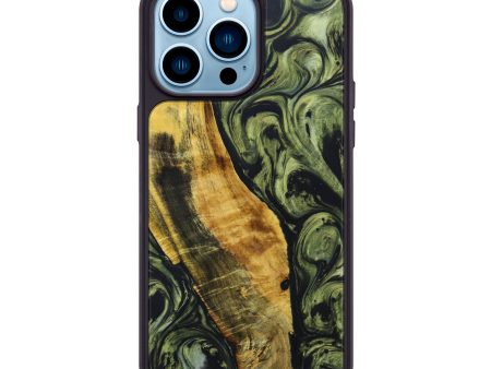 iPhone 14 Pro Max Wood+Resin Phone Case - Matthew (Green, 639470) Cheap