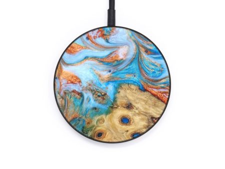 Circle Wood+Resin Wireless Charger - Sheree (Teal & Gold, 638234) Online Sale