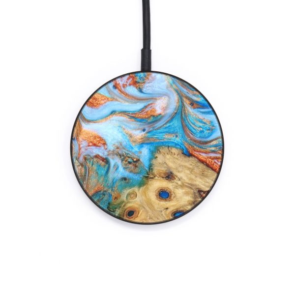 Circle Wood+Resin Wireless Charger - Sheree (Teal & Gold, 638234) Online Sale