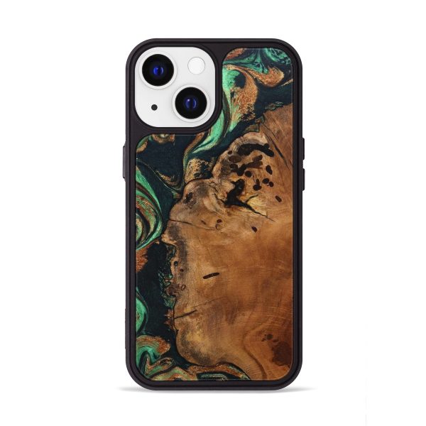 iPhone 13 Wood+Resin Phone Case - Audrey (Green, 638461) For Cheap