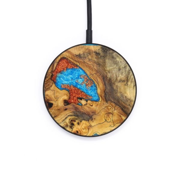 Circle Wood+Resin Wireless Charger - Marissa (Teal & Gold, 637544) Fashion