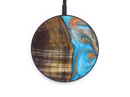 Circle Wood+Resin Wireless Charger - Sam (Teal & Gold, 637559) Discount