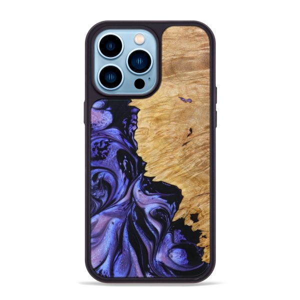 iPhone 14 Pro Max Wood+Resin Phone Case - Kelly (Purple, 638636) For Discount