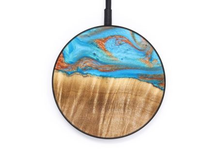 Circle Wood+Resin Wireless Charger - Kyleigh (Teal & Gold, 637562) Cheap