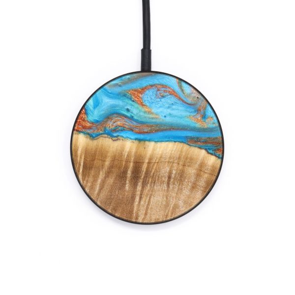 Circle Wood+Resin Wireless Charger - Kyleigh (Teal & Gold, 637562) Cheap