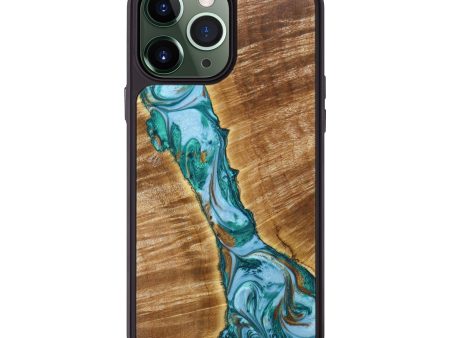 iPhone 13 Pro Max Wood+Resin Phone Case - Amber (Teal & Gold, 639767) Online now