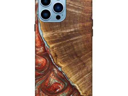 iPhone 14 Pro Max Wood+Resin Live Edge Phone Case - Aimee (Red, 637518) Online Sale