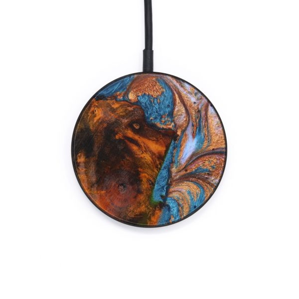 Circle Wood+Resin Wireless Charger - Lucille (Teal & Gold, 637871) Cheap