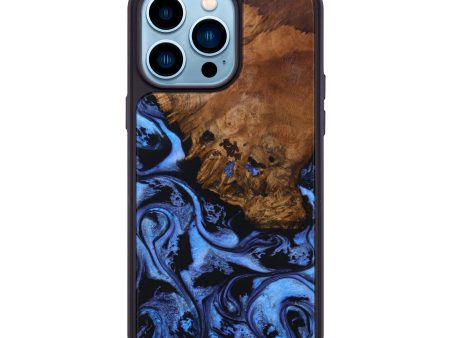 iPhone 14 Pro Max Wood+Resin Phone Case - Milton (Blue, 642221) For Sale