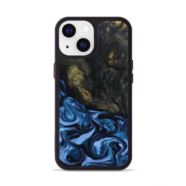 iPhone 13 Wood+Resin Phone Case - Antoine (Blue, 641399) For Sale