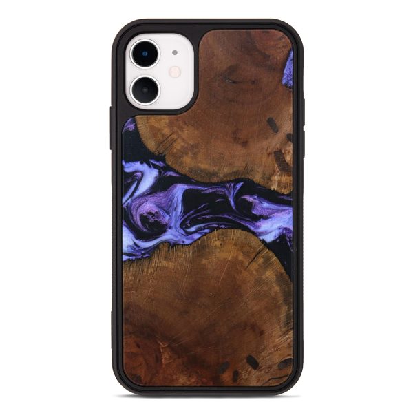 iPhone 11 Wood+Resin Phone Case - Christine (Purple, 640063) Online Sale