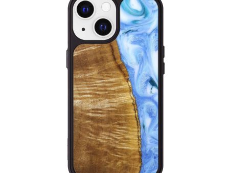 iPhone 13 Wood+Resin Phone Case - Spencer (Blue, 639442) For Sale