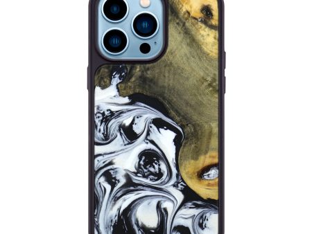 iPhone 14 Pro Max Wood+Resin Phone Case - Chelsey (Black & White, 639384) Hot on Sale