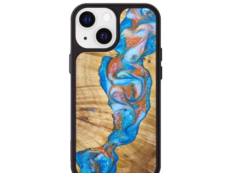 iPhone 13 mini Wood+Resin Phone Case - Candy (Teal & Gold, 638437) Online