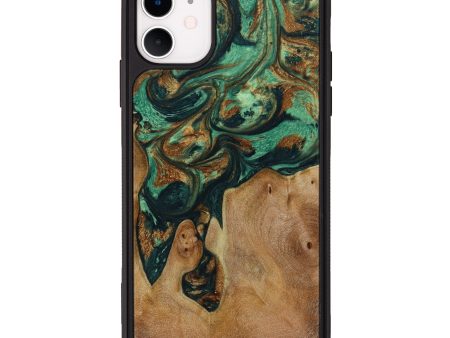 iPhone 11 Wood+Resin Phone Case - Maria (Green, 643265) Discount