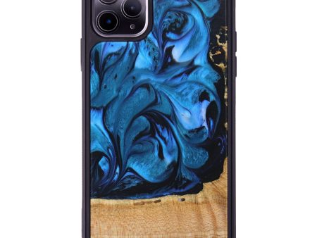 iPhone 11 Pro Max Wood+Resin Phone Case - Latoya (Blue, 639735) For Cheap