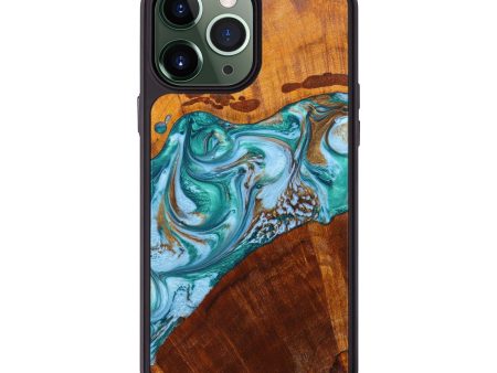 iPhone 13 Pro Max Wood+Resin Phone Case - Dolores (Teal & Gold, 639777) Discount