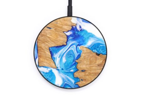 Circle Wood+Resin Wireless Charger - August (Blue, 640695) Online Sale