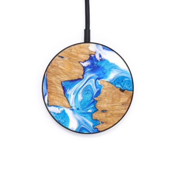 Circle Wood+Resin Wireless Charger - August (Blue, 640695) Online Sale