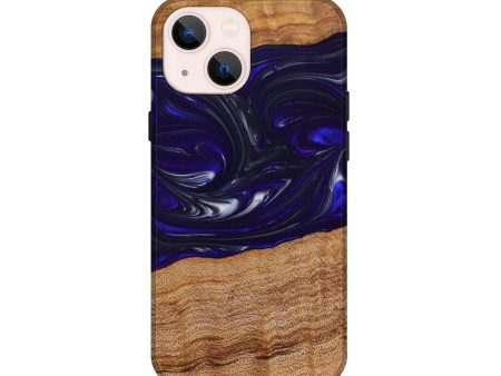 iPhone 13 mini Wood+Resin Live Edge Phone Case - Shaniqua (Blue, 641065) Online now