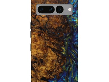 Pixel 7 Pro Wood+Resin Live Edge Phone Case - Adeline (Teal & Gold, 641210) Fashion