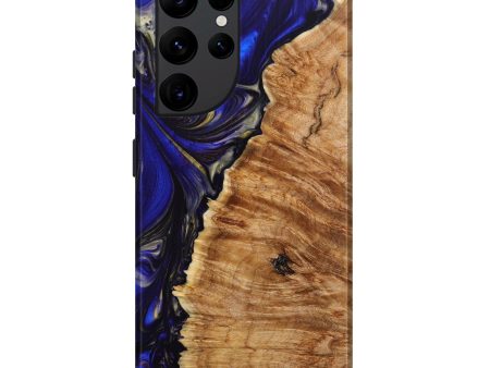 Galaxy S22 Ultra Wood+Resin Live Edge Phone Case - India (Blue, 640501) For Cheap