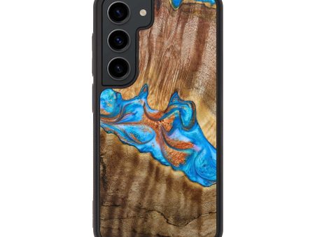 Galaxy S23 Wood+Resin Phone Case - Beth (Teal & Gold, 639201) Cheap