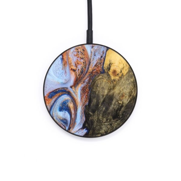 Circle Wood+Resin Wireless Charger - Jeannine (Teal & Gold, 640152) For Cheap