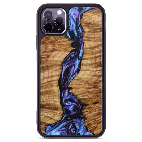 iPhone 11 Pro Max Wood+Resin Phone Case - Breanna (Purple, 640466) For Sale