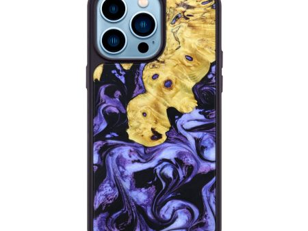 iPhone 14 Pro Max Wood+Resin Phone Case - Donald (Purple, 640056) Fashion