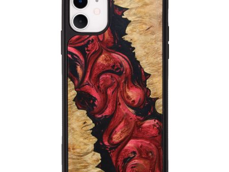 iPhone 11 Wood+Resin Phone Case - Max (Red, 637682) Supply