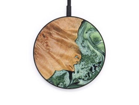 Circle Wood+Resin Wireless Charger - Olive (Green, 640677) Discount