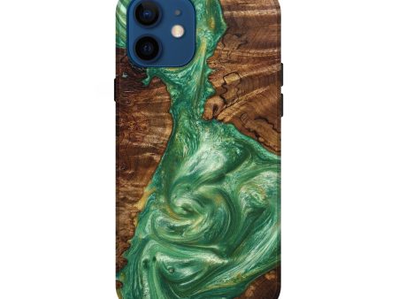 iPhone 12 Wood+Resin Live Edge Phone Case - Bria (Green, 639003) Online now