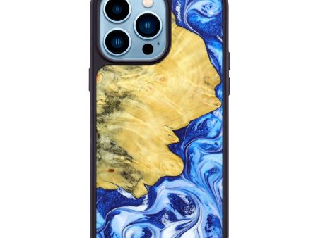 iPhone 14 Pro Max Wood+Resin Phone Case - Kerry (Blue, 640451) For Cheap