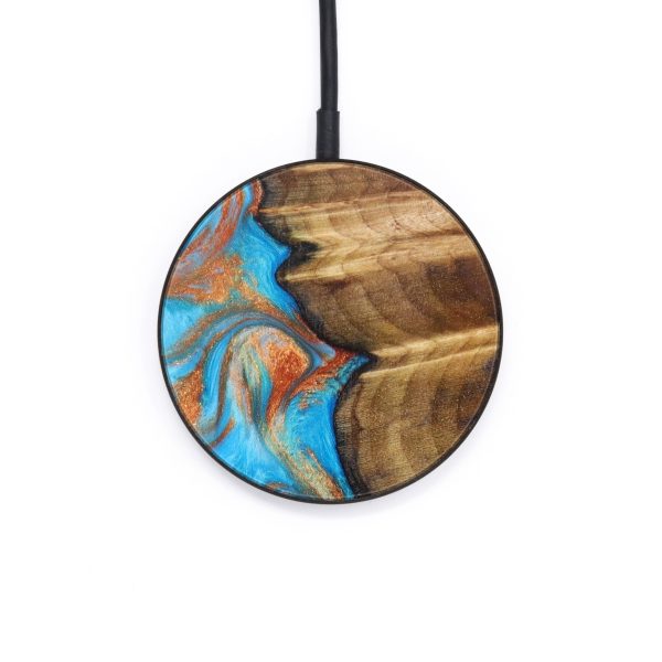 Circle Wood+Resin Wireless Charger - Isaac (Teal & Gold, 637558) Supply