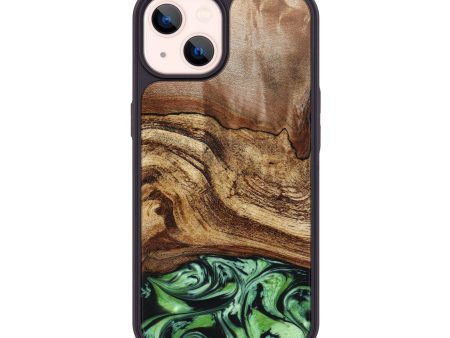 iPhone 14 Wood+Resin Phone Case - Brynn (Green, 639366) Online Sale