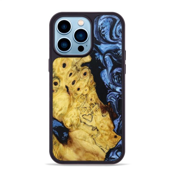 iPhone 14 Pro Max Wood+Resin Phone Case - Jean (Blue, 639549) Supply