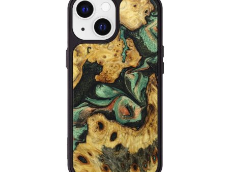 iPhone 13 Wood+Resin Phone Case - Shari (Green, 639649) For Cheap