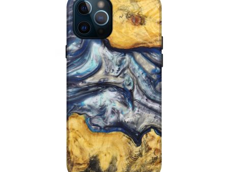 iPhone 12 Pro Wood+Resin Live Edge Phone Case - Cheryl (Blue, 638541) Online Hot Sale