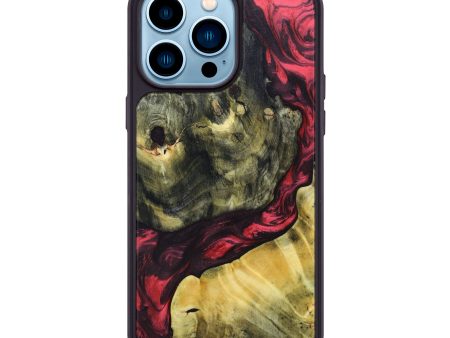 iPhone 14 Pro Max Wood+Resin Phone Case - Tanner (Red, 640966) For Cheap