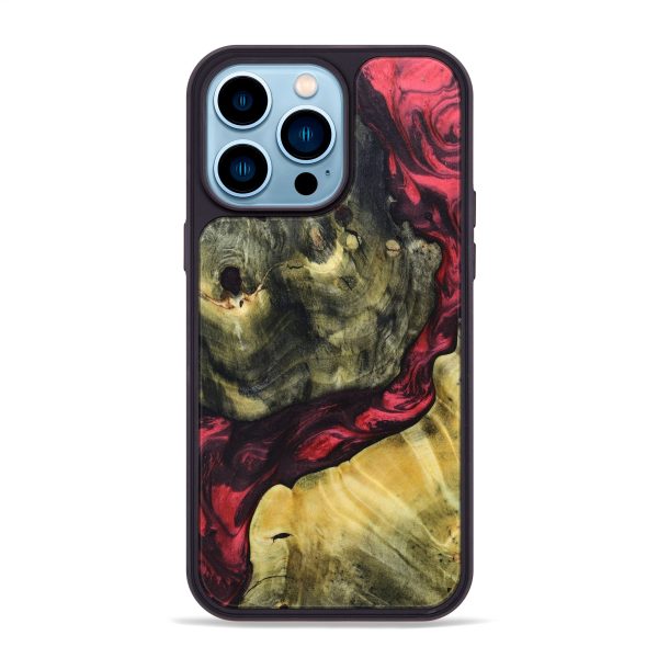 iPhone 14 Pro Max Wood+Resin Phone Case - Tanner (Red, 640966) For Cheap