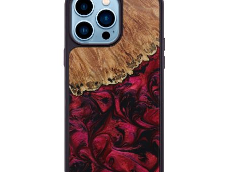 iPhone 14 Pro Max Wood+Resin Phone Case - Brenna (Red, 641372) Online Sale