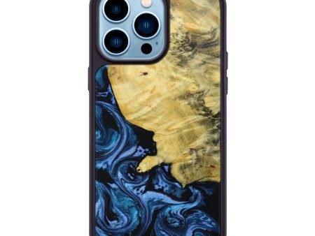 iPhone 14 Pro Max Wood+Resin Phone Case - Remi (Blue, 641397) Online Sale