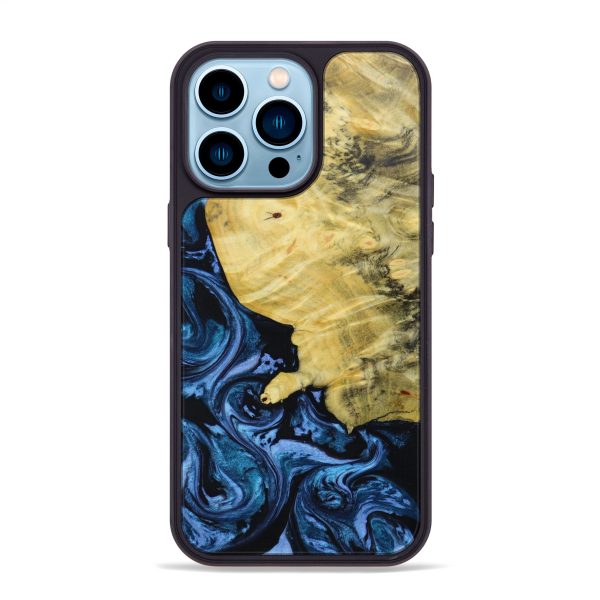 iPhone 14 Pro Max Wood+Resin Phone Case - Remi (Blue, 641397) Online Sale