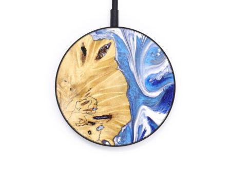 Circle Wood+Resin Wireless Charger - Brad (Blue, 638233) Discount