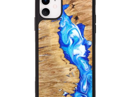 iPhone 11 Wood+Resin Phone Case - Shirley (Blue, 638018) Fashion