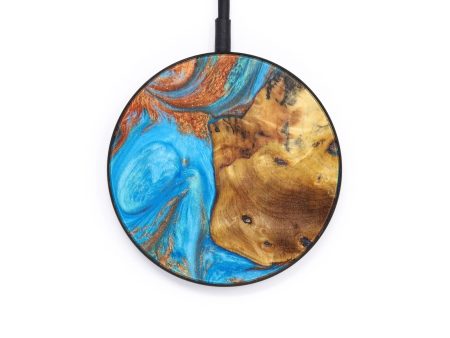 Circle Wood+Resin Wireless Charger - Rosalie (Teal & Gold, 637564) Online now