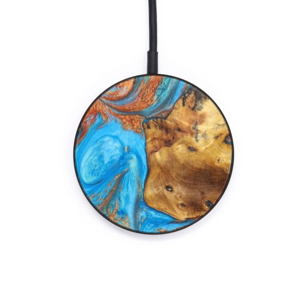 Circle Wood+Resin Wireless Charger - Rosalie (Teal & Gold, 637564) Online now