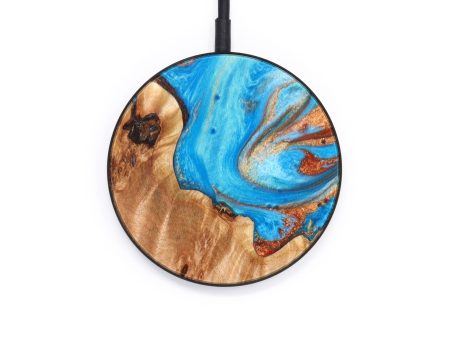 Circle Wood+Resin Wireless Charger - Tabatha (Teal & Gold, 637879) Online Sale